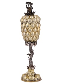 A RUSSIAN PARCEL-GILT SILVER LIDDED GOBLET IN THE FORM OF A PINEAPPLE, MOSCOW, 1795