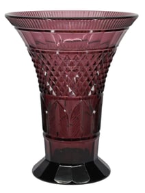 A RUSSIAN-CUT RUBY GLASS VASE, 19TH CENTURY
