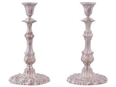 A PAIR OF RUSSIAN SILVER CANDLESTICKS, 19TH CENTURY