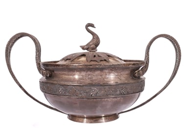 A RUSSIAN PARCEL-GILT SILVER LIDDED BOWL, 1816