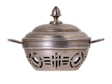 A RUSSIAN SILVER AND GLASS CAVIAR DISH, BRIL' GERSHMAN