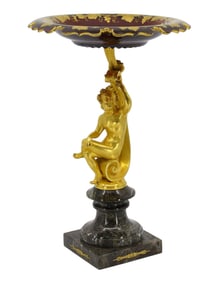 A FRENCH ORMOLU AND RUBY GLASS CENTERPIECE, 19TH CENTURY