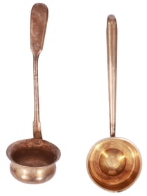 A PAIR OF PARCEL-GILT SILVER LADLES