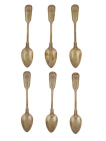 A LOT OF SIX RUSSIAN PARCEL-GILT SILVER SPOONS BY NICHOLAS PLINKE, C. 1840