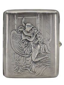 A RUSSIAN SILVER CIGARETTE CASE "TAMARA AND THE DEMON (THE KISS)"