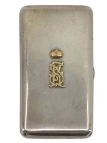 A RUSSIAN SILVER CIGARETTE HOLDER WITH CROWN MONOGRAM, 1896