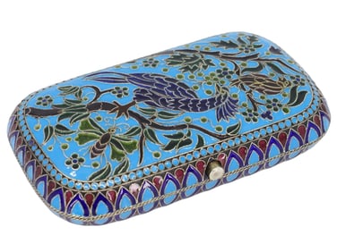 A RUSSIAN PLIQUE A JOUR ENAMEL CIGARETTE CASE
