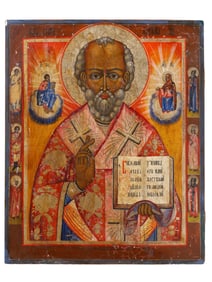 A RUSSIAN ORTHODOX ICON OF ST. NICHOLAS, 19TH CENTURY