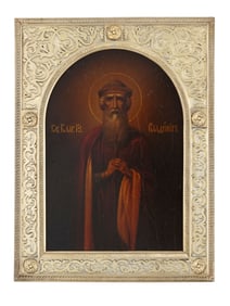 A RARE RUSSIAN ICON OF ST. VLADIMIR IN GILT-SILVER OKLAD BY VLADIMIROV