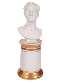 A RUSSIAN GILT PORCELAIN BUST OF TSAR NICHOLAS I, 19TH CEN.