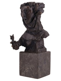 A DAVID ARONSON (1923-2015), LITHUANIAN-AMERICAN, SIGNED BRONZE, WOMAN WITH VIOLIN, 1969