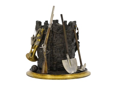 A VIENNA BRONZE FORTIFICATION-THEMED DESK ORNAMENT, CIRCA 1880