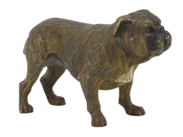 A COLD-PAINTED VIENNA BRONZE SCULPTURE OF A BULLDOG, C. 1900