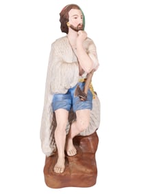 A RUSSIAN GARDNER HAND-PAINTED BISQUE PORCELAIN FIGURE OF A NEOPLITAN MAN