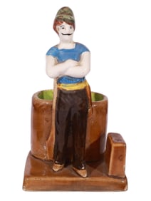 A RUSSIAN PRIVATE MANUFACTURER PAINTED PORCELAIN PENCIL CUP