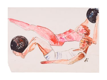 ATTR. TO ALEXANDER DEINEKA, RUSSIAN, SKETCH OF TWO SPORTSMEN