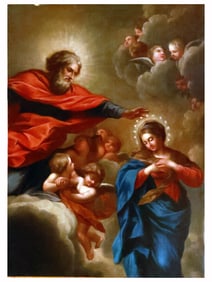 AN ITALIAN SCHOOL OLD MASTER PAINTING, THE VIRGIN IMMACULATE, 17TH CEN.