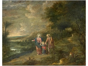 AN IPPOLITO SCARSELLA, CALLED "LO SCARSELLINO" (FERRARA, 1551–1620), THE HOLY FAMILY ON THE FLIGHT