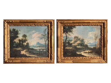 A PAIR OF  OIL ON CANVAS PAINTINGS BY MAESTRO DELLE MONTAGNE AZZURRE, ITALIAN SCHOOL, 18TH CEN.