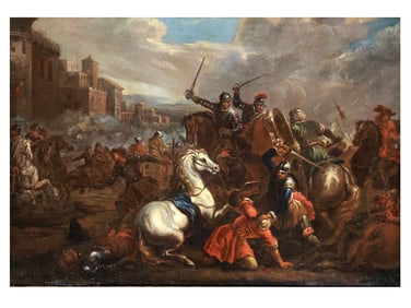 A CAVALRY BATTLE BEFORE A FORTIFIED CITY, ATTRIBUTED TO JAN VINCENTZS VAN DER VINNE (DUTCH, 17TH