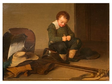 A JACOB DUCK, NETHERLANDS, SIGNED OIL ON BOARD PAINTING, 17TH CEN.