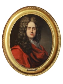 A CIRCLE OF NICHOLAS DE LARGILLERE OIL ON CANVAS PAINTING, PORTRAIT OF A NOBLEMAN, FRENCH, 18TH CEN.