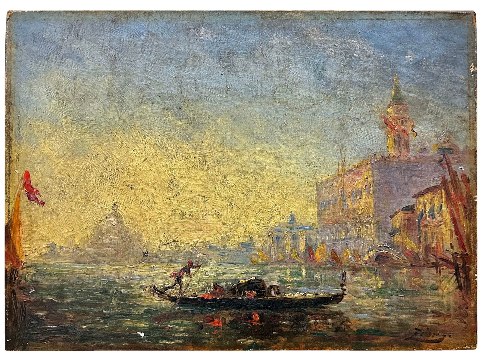 AN OIL ON CANVAS OF THE GRAND CANAL IN VENICE ATTR. TO FELIX ZIEM, 19TH CEN. (1 of 5)