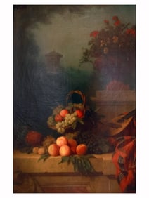 AN ALEXANDER LEGRAND, FRENCH, OIL ON CANVAS STILL LIFE PAINTING, 19TH CEN.