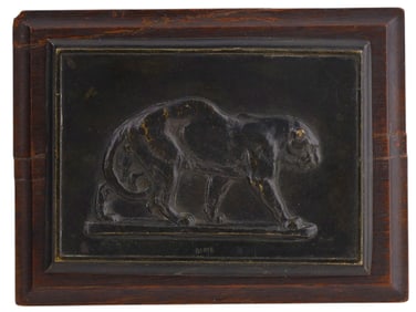 ANTOINE-LOUIS BARYE (FRENCH, 1796–1875), A BRONZE RELIEF PLAQUE OF A WALKING PANTHER
