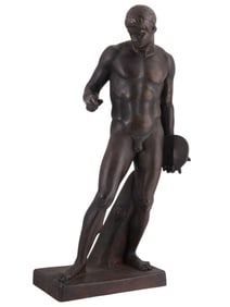 A BRONZE SCULPTURE OF A STANDING ATHLETE (AFTER LYSIPPOS)