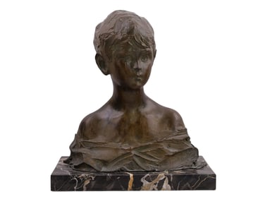 A BRONZE BUST OF A BOY BY PAOLO TRUBETSKOY, RUSSIAN/ITALIAN