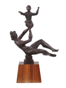 A CHAIM GROSS (1902-1991) BRONZE SCULPTURE "CARING," DEPICTING MOTHER WITH CHILD