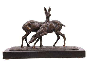 A GUIDO CACCIAPUOTI (1892–1953) BRONZE OF TWO DEER