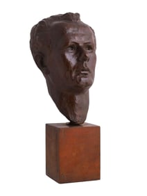 MARINA NUNEZ DEL PRADO, HEAD OF A MAN, SIGNED CAST BRONZE SCULPTURE CA 1930S