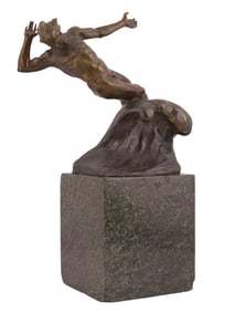 A JACOBUS NICOLAUS SANDIG (1876-1933) DUTCH BRONZE 'FALLING ICARUS', C. 1925