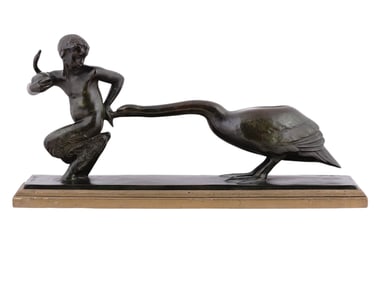 A PAUL SILVESTRE SIGNED, FRENCH, PATINATED BRONZE ART DECO SCULPTURE, 1920S