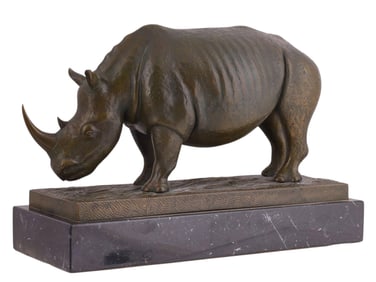 A PAUL RUDIN (SWISS, 20TH CENTURY), "RHINOCÉROS" BRONZE SCULPTURE