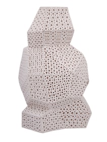 AN ALEXANDER NEY (B. 1939) ABSTRACT PAINTED TERRACOTTA SCULPTURE, 2012, CONTEMPORARY