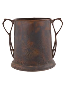 CARL DEFFNER GERMAN JUGENSTIL WINE COOLER IN HAMMERED COOPER & CAST BRONZE