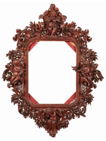 A G. BORTOLOTTI LARGE CARVED PINEWOOD FRAME, SIGNED AND DATED 1860