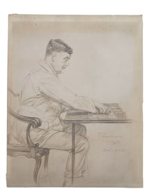 A PENCIL ON PAPER DRAWING BY FEODOR ZAKHAROV, RUSSIAN, 1924