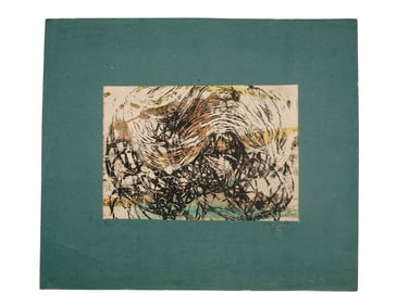 A SADANAND K. BAKRE SIGNED MODERN INDIAN LIMITED EDITION ETCHING ON PAPER ATTR