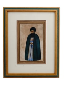 A QAJAR PERSIAN MINIATURE PAINTING OF A NOBLEMAN, 19TH CENTURY