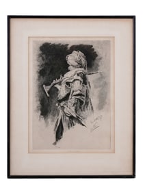 AN ANTONIO FABRES (1854-1938) JANISSARY GUARD LITHOGRAPH, 19TH CENTURY