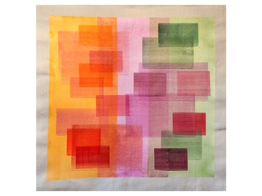 A NATHALIE LESAGE, FRENCH, OIL ON LINEN ABSTRACT PAINTING