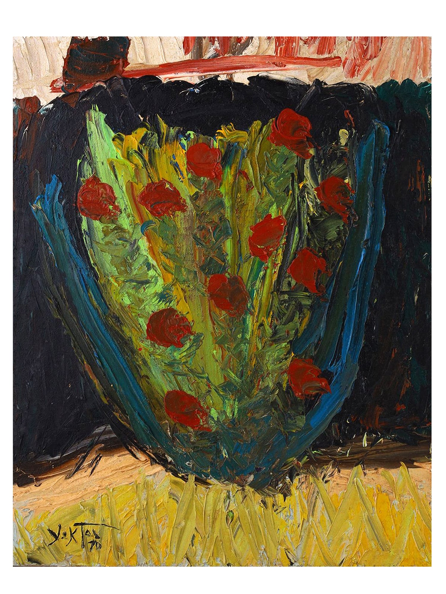 A MANOUCHER YEKTAI ATTR (IRANIAN-AMERICAN 1921–2019) OIL ON BOARD PAINTING, CA. 1970 (1 of 4)