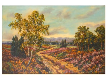 A LANDSCAPE WITH A BIRCH TREE AND WILDFLOWERS, ATTRIBUTED TO YULY KLEVER (RUSSIAN, 1850–1924)