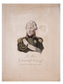 A COLORED PORTRAIT ENGRAVING OF FIELD MARSHAL KUTUZOV, RUSSIAN, EARLY 19TH CEN.