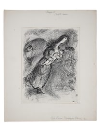 A 1960 NUMBERED HELIOGRAVURE, THE TRAGEDY OF HAGAR, BIBLE SERIES, MARC CHAGALL (1887-1985)