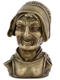 AN 18TH CENTURY CAST-BRONZE FIGURINE AS A PEASANT WOMAN